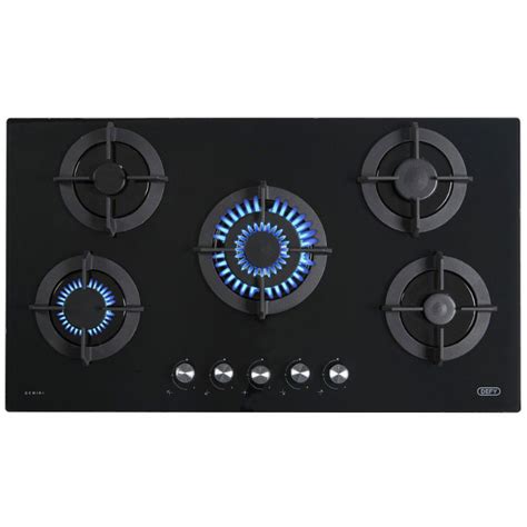 defy 90cm black 5 burner gas hob dhg905
